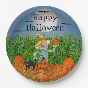 Scarecrow Happy Halloween Paper Plates