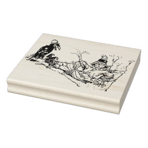 Scarecrow in a tree illustration art stamp