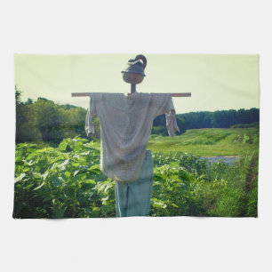 Scarecrow In Garden Field Kitchen Towel