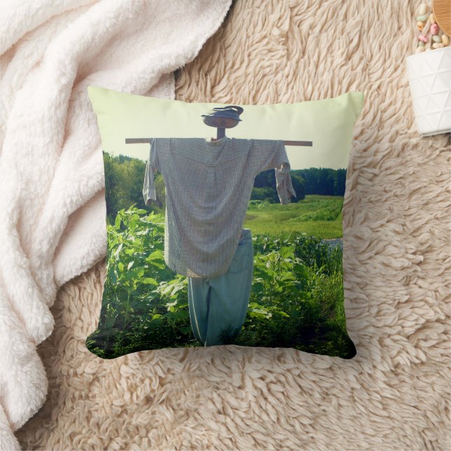 Scarecrow In Garden Field   Throw Pillow (Blanket)