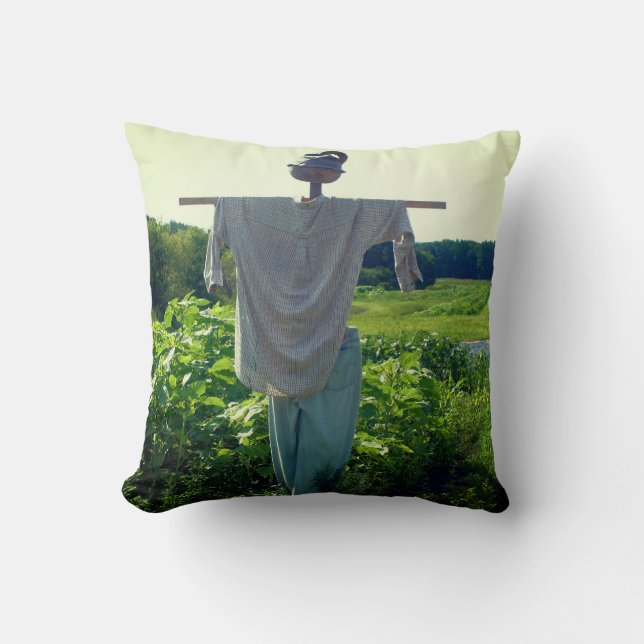 Scarecrow In Garden Field   Throw Pillow (Front)