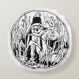 Scarecrow in the Corn Round Pillow