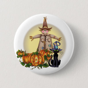 SCARECROW, JACK & CAT by SHARON SHARPE 2 Inch Round Button