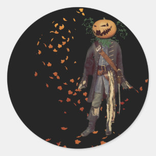 Scarecrow Jack Halloween Classic Round Sticker