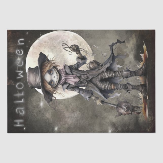 Scarecrow Moon Dead Halloween Tissue Paper (Front)