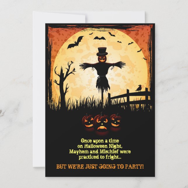 Scarecrow Moonlight Halloween Party Invites (Front)