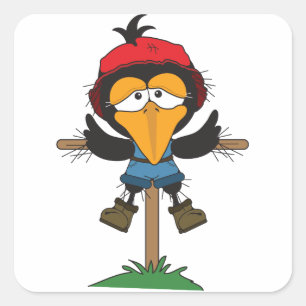scarecrow on post square sticker