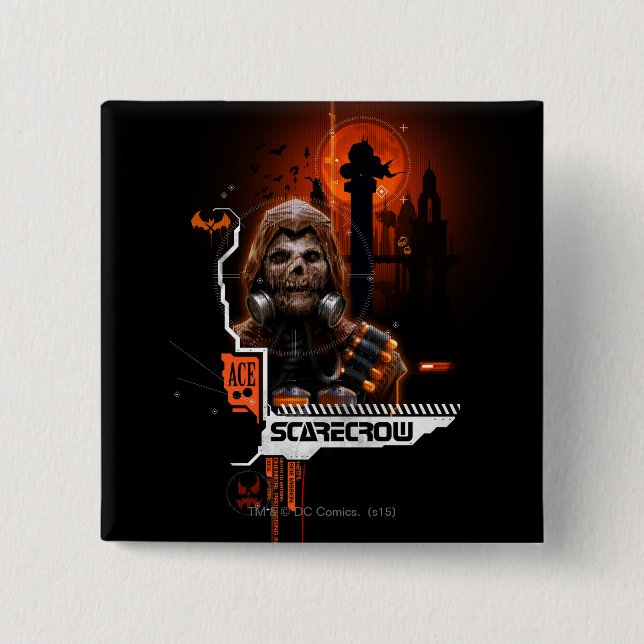 Scarecrow Orange Graphic 2 Inch Square Button (Front)