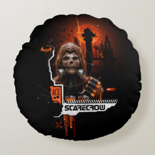 Scarecrow Orange Graphic Round Pillow