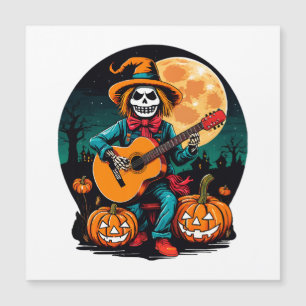 scarecrow plays guitar and celebrates halloween