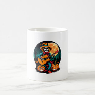 scarecrow plays guitar and celebrates halloween coffee mug