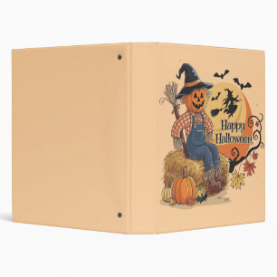 Scarecrow Pumpkin Halloween Rustic Vibes Art Binder