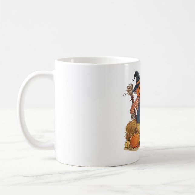 Scarecrow Pumpkin Halloween Rustic Vibes Art Coffee Mug (Left)