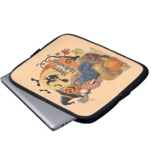 Scarecrow Pumpkin Halloween Rustic Vibes Art Laptop Sleeve
