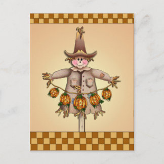 SCARECROW & PUMPKIN JACKS by SHARON SHARPE Postcard