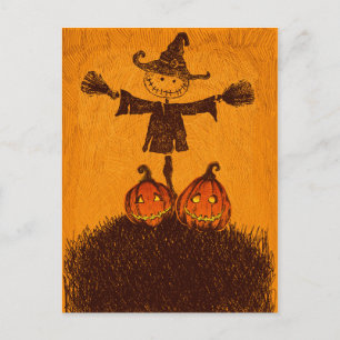 Scarecrow Pumpkin Postcard