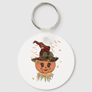 Scarecrow Pumpkin Reaper Head And Hat Fall Vintage Keychain