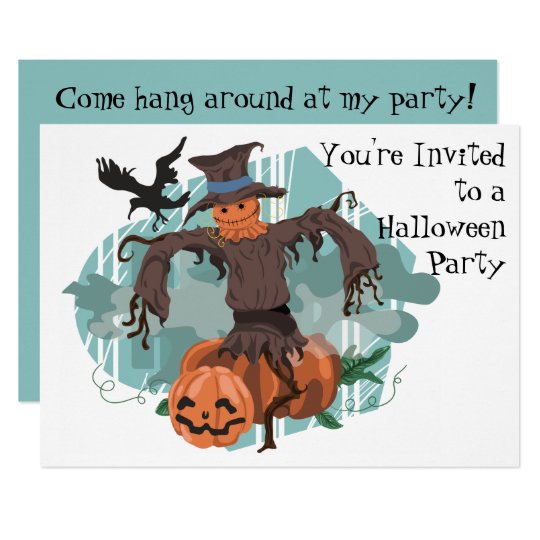 Scarecrow, Pumpkins and a Crow Halloween Card