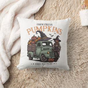 Scarecrow Pumpkins Farm Fresh Throw Pillow