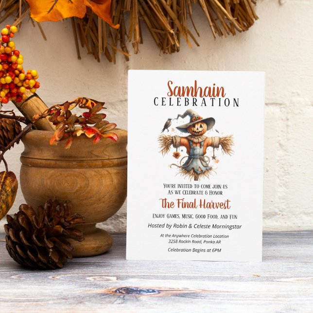 Scarecrow Samhain Harvest Halloween Party Invitation (Creator Uploaded)