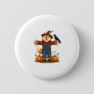 Scarecrow Samoyed Dog 2 Inch Round Button