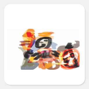 Scarecrow Sunset Autumn  Square Sticker