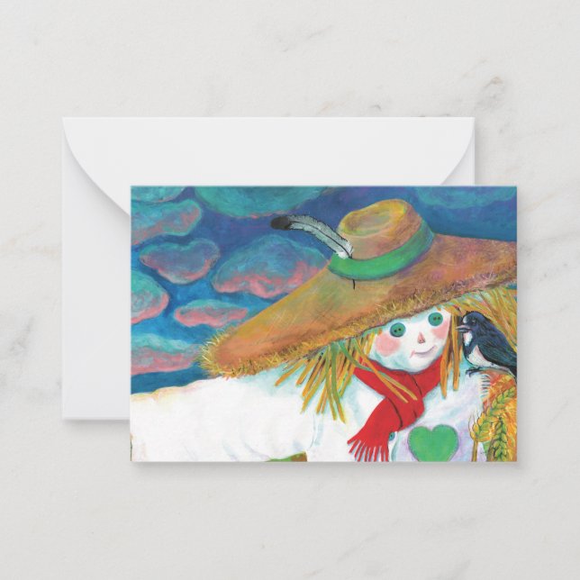 Scarecrow Talking to Swallow Illustration Card (Front)