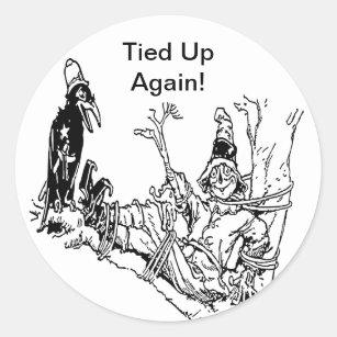 Scarecrow Tied in Tree Classic Round Sticker