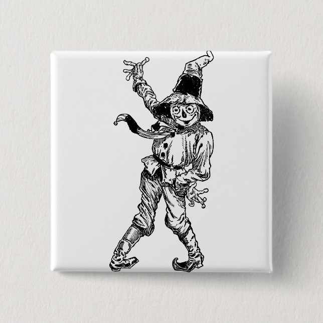 Scarecrow Waving 2 Inch Square Button (Front)