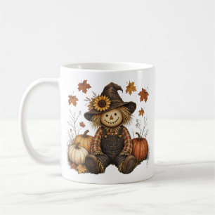 Scarecrow with Pumpkins Autumn Harvest Rustic Coffee Mug