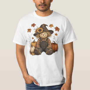 Scarecrow with Pumpkins Autumn Harvest Rustic T-Shirt