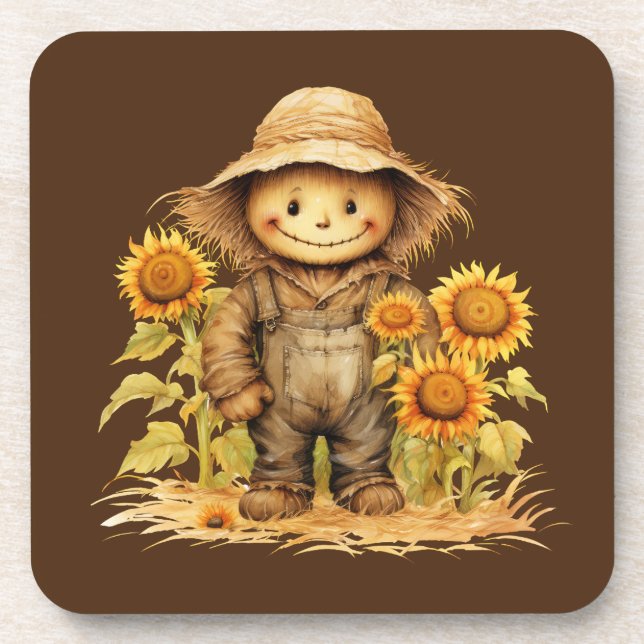 Scarecrow with Sunflower  Coaster (Front)