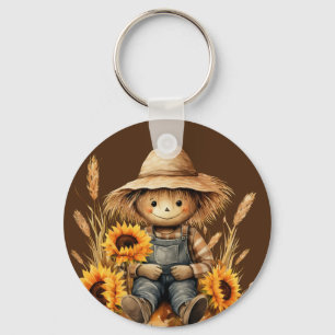Scarecrow with Sunflower  Keychain