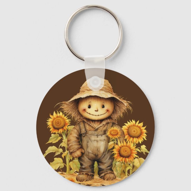 Scarecrow with Sunflower  Keychain (Front)