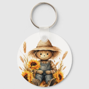 Scarecrow with Sunflower  Keychain