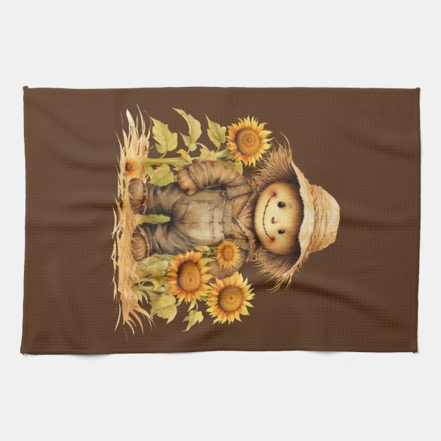 Scarecrow with Sunflower  Kitchen Towel (Horizontal)