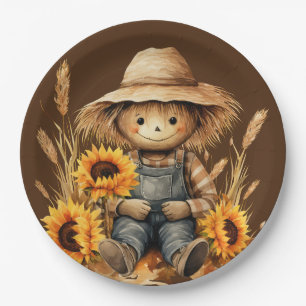 Scarecrow with Sunflower Paper Plate