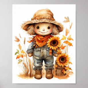 Scarecrow with Sunflower  Poster