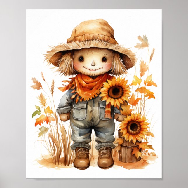 Scarecrow with Sunflower  Poster (Front)