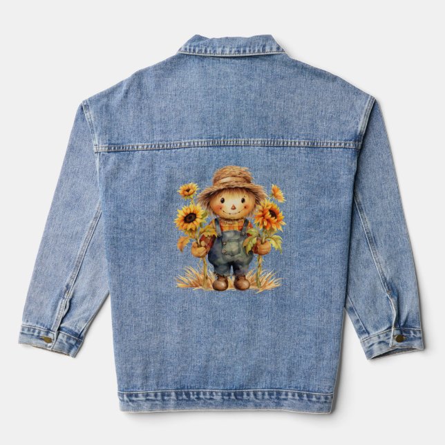 Scarecrow with Sunflowers  Denim Jacket (Back)