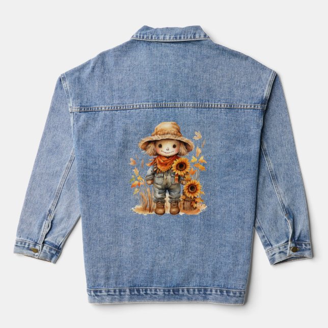 Scarecrow with Sunflowers  Denim Jacket (Back)