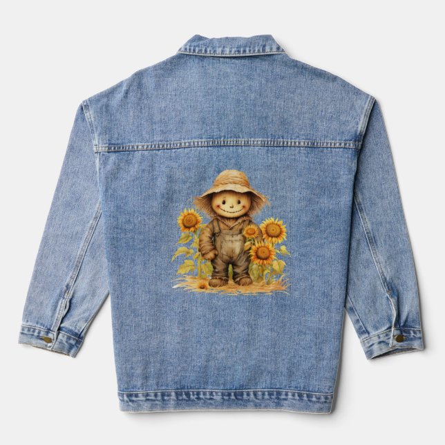 Scarecrow with Sunflowers  Denim Jacket (Back)