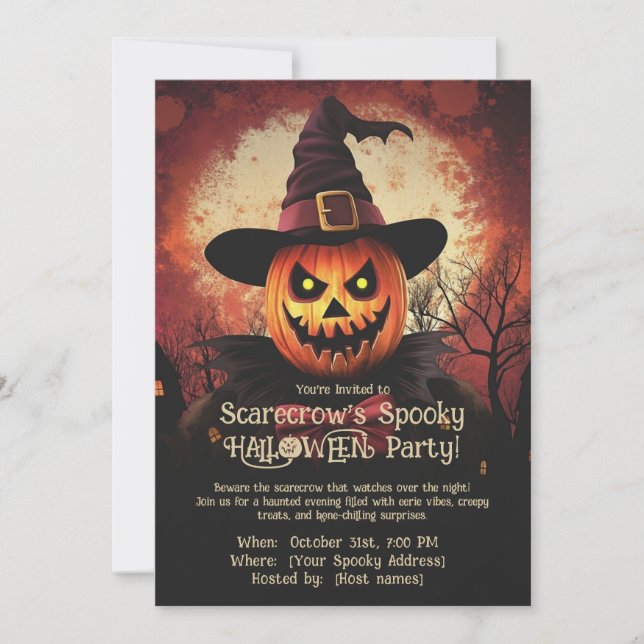 Scarecrow's Éffrayant HALLOWEEN Party ! Invitation (Devant)