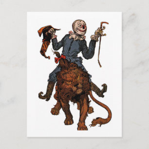 Scarecrows Gets A Ride From The Lion Postcard