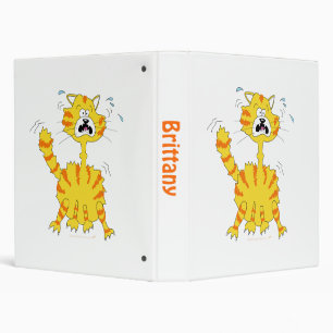 Scared Cartoon Cat Custom Name Binder Template