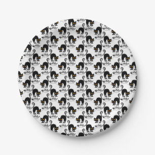scared cat pattern paper plate
