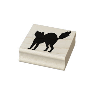 Scared cat silhouette art stamp