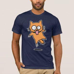 Scared cat tabby orange jump surprised nervous fun T-Shirt