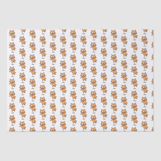 Scared cat tabby orange jump surprised nervous fun tissue paper (Front)