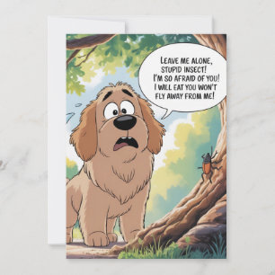 Scared Dog Funny Insect Cartoon Holiday Card